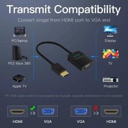 Conversor Vention 42161 HDMI Macho - VGA fêmea - Jack 3.5 fêmea | 15cm | Preto