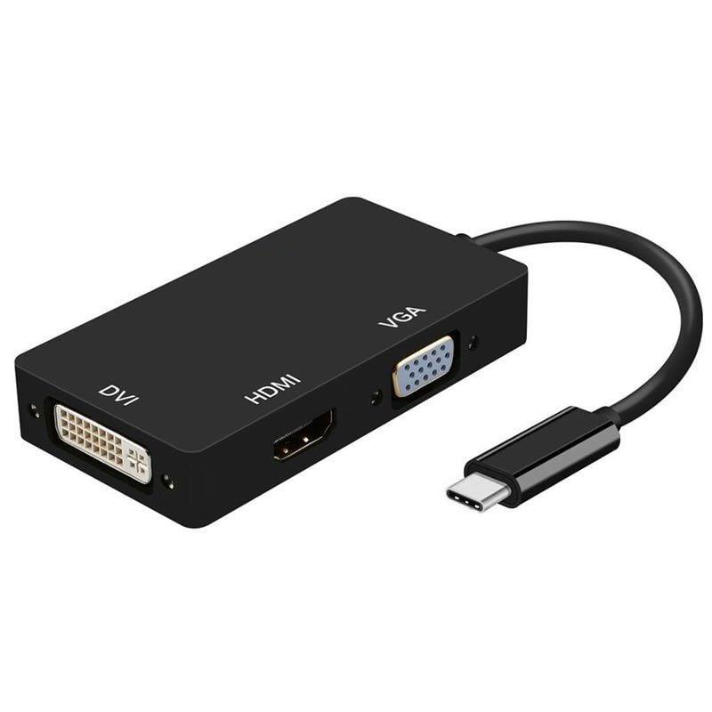 Comprar Conversor Aisens A109-0343 | USB Tipo-C Macho - DVI fêmea | VGA fêmea | HDMI fêmea | 15cm | Preto