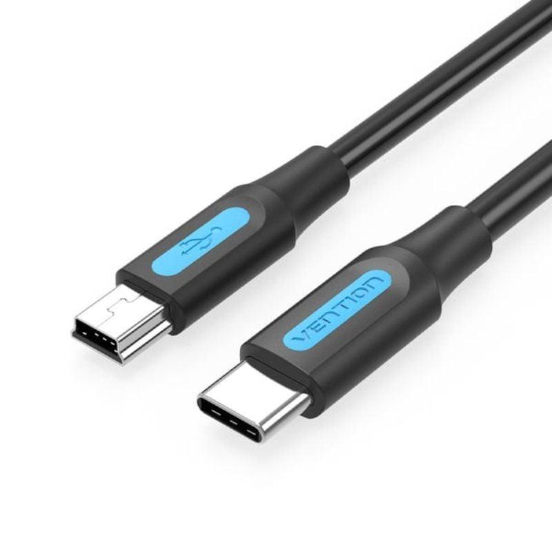 Cable USB 2.0 Tipo-C Vention COWBF/ USB Tipo-C Macho - MiniUSB Macho/ Hasta 10W/ 480Mbps/ 1m/ Negro Cable USB 2.0 Tipo-C Vention COWBF/ USB Tipo-C Macho - MiniUSB Macho/ Hasta 10W/ 480Mbps/ 1m/ Negro