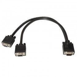 Cabo divisor SVGA, HDB15/M - 2x HDB15/H, Preto, 45 cm