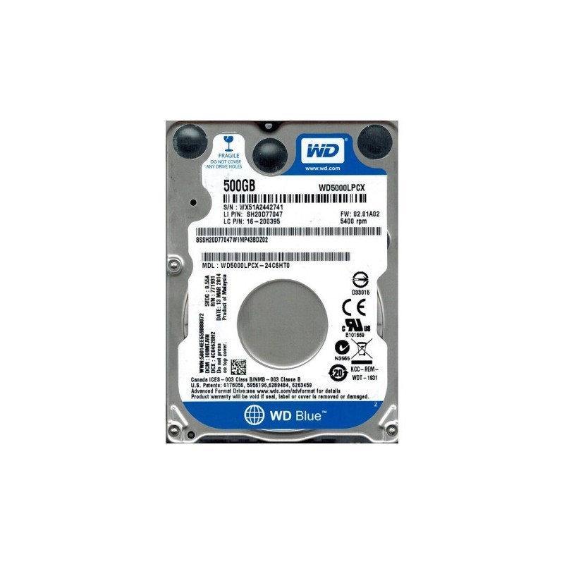 Disco Rígido 2.5" Western Digital Blue 500GB 5400RPM 16MB SATA III Disco Rígido 2.5" Western Digital Blue 500GB 5400RPM 16MB SATA III