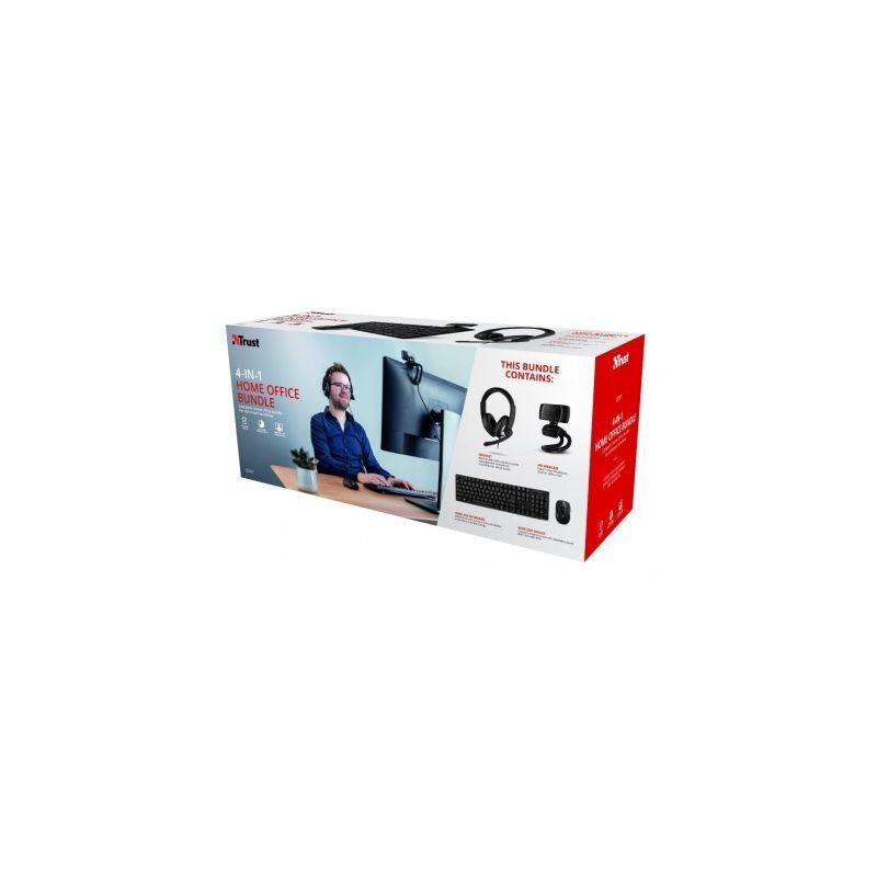 Comprar Pack 4 en 1 Trust Qoby  Webcam + Teclado + Raton Inalambrico + Auriculares con Microfono