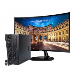 PACK HP EliteDesk 800 G1 SFF Core i7 4770 3.5 GHz | Monitor LCD 24" Curvo ( NOVO ) | 16 GB | 240 SSD | WIFI