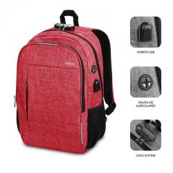 Mochila Subblim Urban Lock para Portáteis até 16'/ Porta USB/ Anti-roubo/ Vermelho barato
