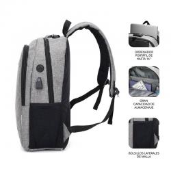 Mochila Subblim Urban Lock para portáteis 16' | Porto USB |Anti-roubo | Cinza