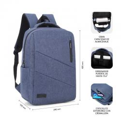 Mochila Subblim City Backpack para laptops de até 15,6' | Porto USB | Azul