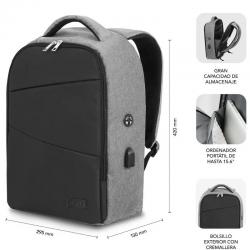 Mochila Subblim Secure V2 AP para laptops de até 15,6' | Porta USB | Antirroubo | Cinza barato