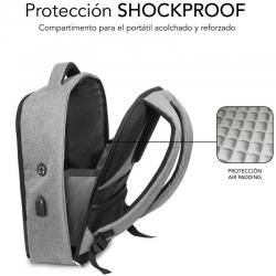 Mochila Subblim Secure V2 AP para laptops de até 15,6' | Porta USB | Antirroubo | Cinza