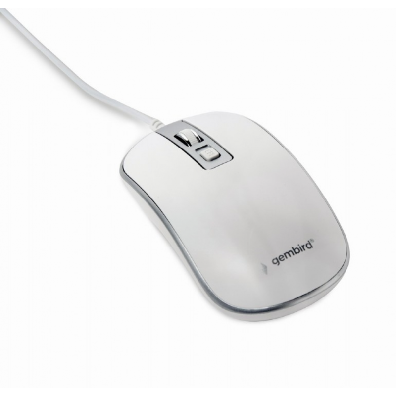 Comprar RATO GEMBIRD MUS-4B-06-WS | BÁSICO | ÓPTICO | 1200 DPI | COM FIO | AMBIDESTRO | BRANCO PRATA