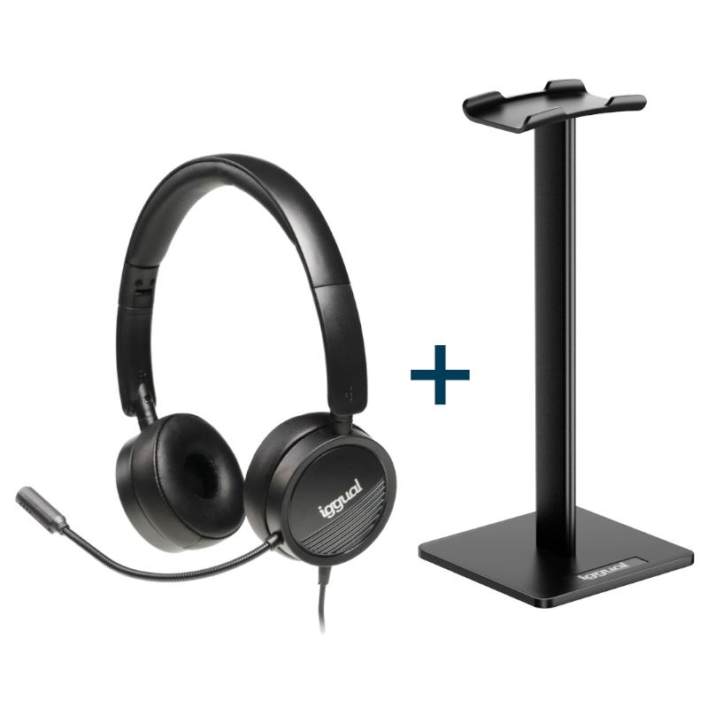 iggual Kit auriculares Dual Tech + soporte SA22 iggual Kit auriculares Dual Tech + soporte SA22