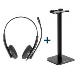 Kit de auscultadores Iggual  + Suporte | Preto online